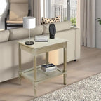 Table d'appoint crème avec étagère inférieure en rotin, silhouette épurée, plusieurs options de couleurs, accent polyvalent