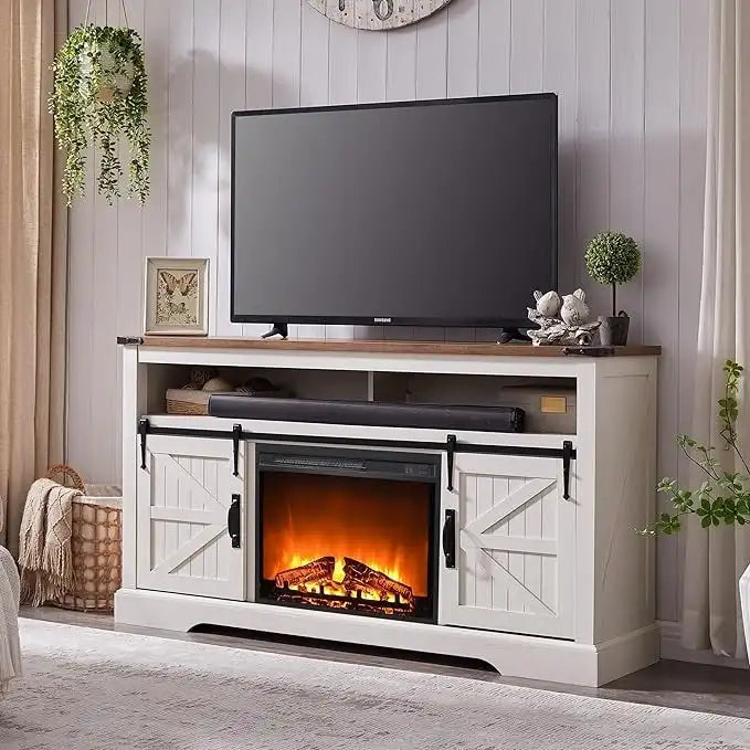 Meuble TV Cheminée de Ferme, Meuble Multimédia, Console Multimédia