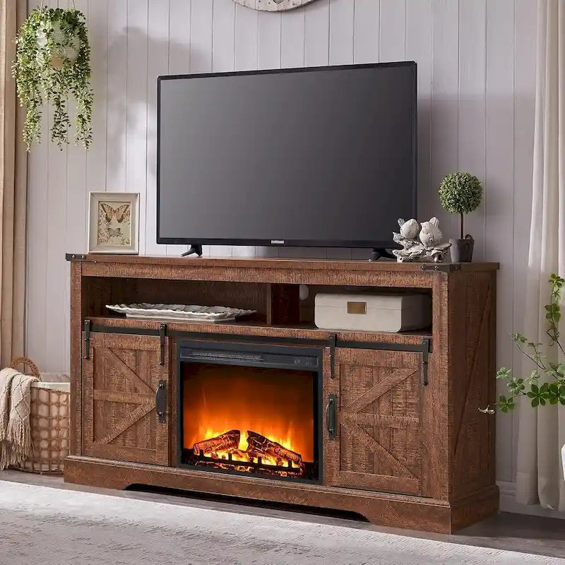 Meuble TV Cheminée de Ferme, Meuble Multimédia, Console Multimédia