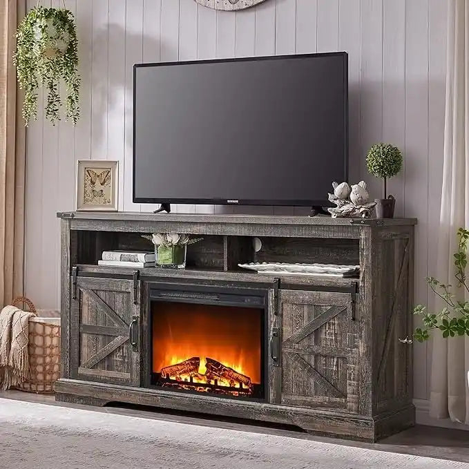 Meuble TV Cheminée de Ferme, Meuble Multimédia, Console Multimédia