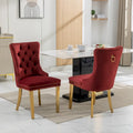 Lot de 2 chaises de salle à manger en velours avec clous décoratifs et pieds plaqués or