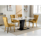 Lot de 2 chaises de salle à manger en velours avec clous décoratifs et pieds plaqués or