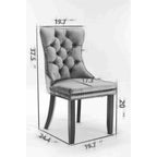 Lot de 2 chaises de salle à manger en velours avec clous décoratifs et pieds plaqués or