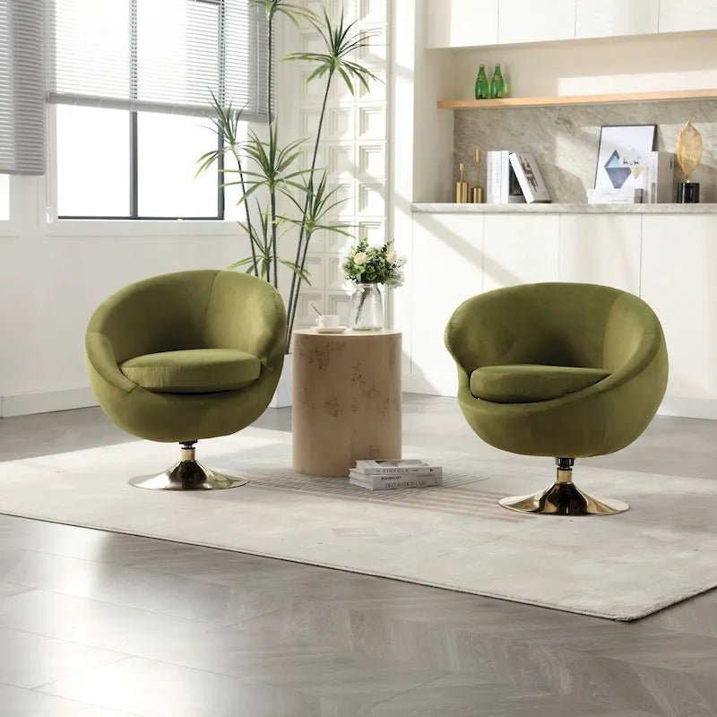 Fauteuil d'appoint douillet pivotant à 360 degrés en velours