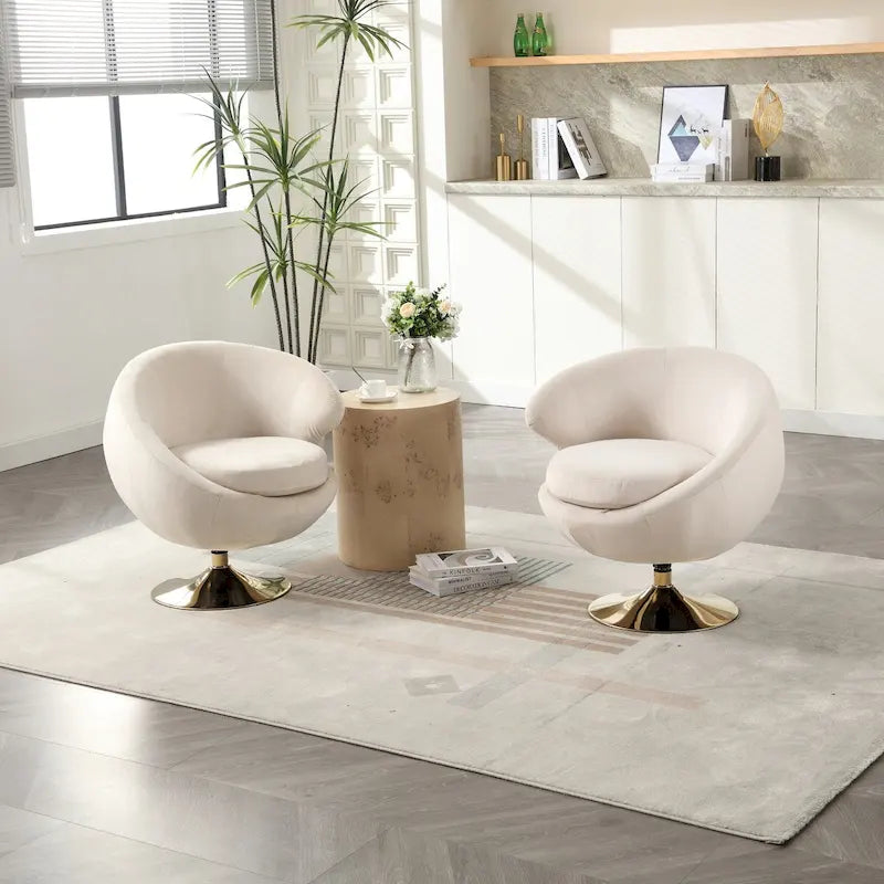 Fauteuil d'appoint douillet pivotant à 360 degrés en velours