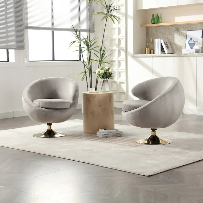 Fauteuil d'appoint douillet pivotant à 360 degrés en velours