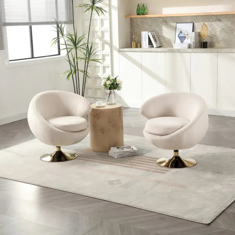 Fauteuil d'appoint douillet pivotant à 360 degrés en velours