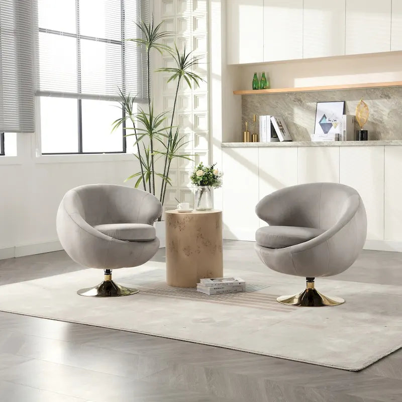 Fauteuil d'appoint douillet pivotant à 360 degrés en velours