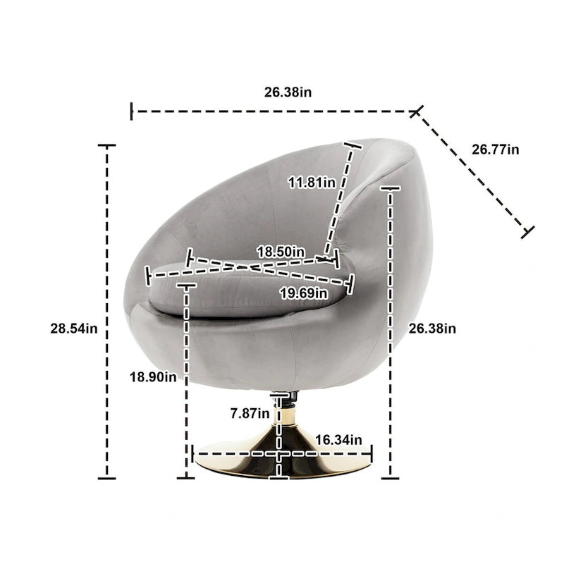 Fauteuil d'appoint douillet pivotant à 360 degrés en velours