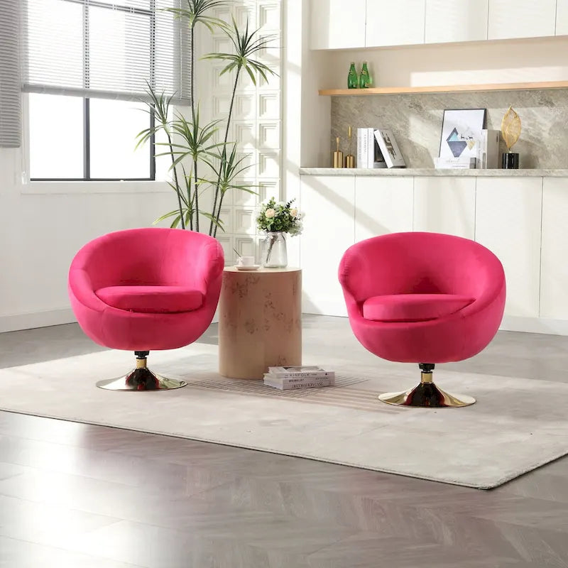 Fauteuil d'appoint douillet pivotant à 360 degrés en velours