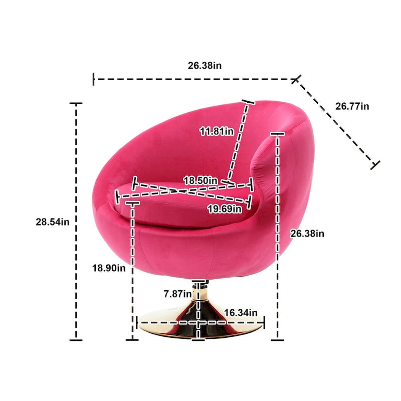 Fauteuil d'appoint douillet pivotant à 360 degrés en velours