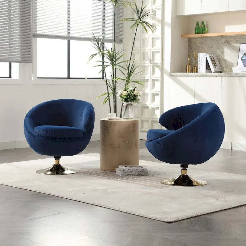 Fauteuil d'appoint douillet pivotant à 360 degrés en velours