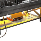 Table basse relevable de style ferme moderne avec port USB et lumière LED, Table d'appoint de salon