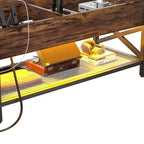Table basse relevable de style ferme moderne avec port USB et lumière LED, Table d'appoint de salon