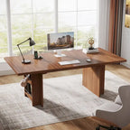 Bureau d'ordinateur de 63 pouces, grand bureau de direction avec rangement