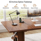 Bureau d'ordinateur de 63 pouces, grand bureau de direction avec rangement