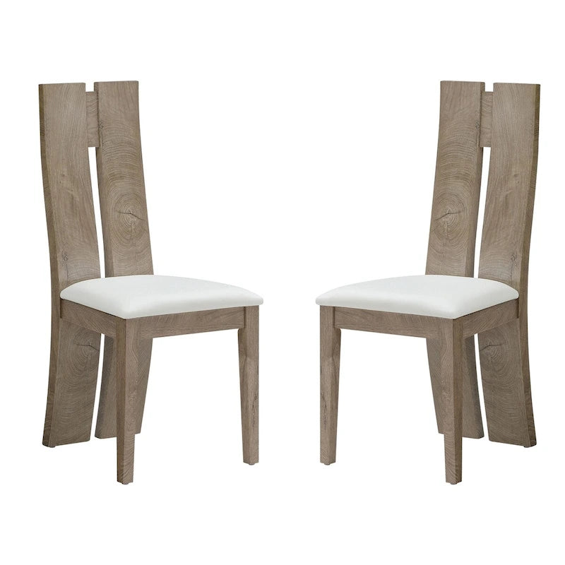 Lot de 2 chaises de salle à manger sans accoudoirs à dossier haut en similicuir
