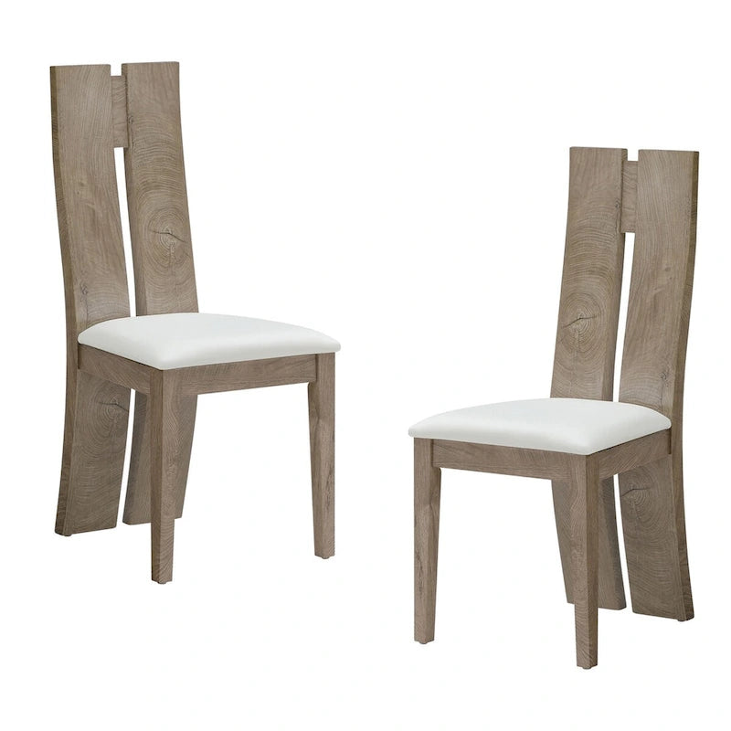 Lot de 2 chaises de salle à manger sans accoudoirs à dossier haut en similicuir