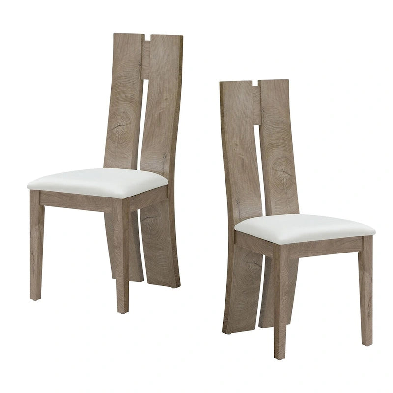 Lot de 2 chaises de salle à manger sans accoudoirs à dossier haut en similicuir