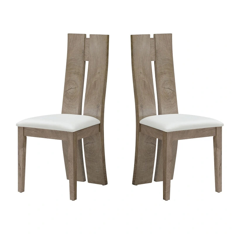 Lot de 2 chaises de salle à manger sans accoudoirs à dossier haut en similicuir