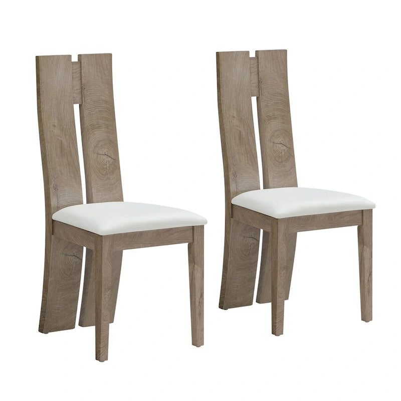 Lot de 2 chaises de salle à manger sans accoudoirs à dossier haut en similicuir