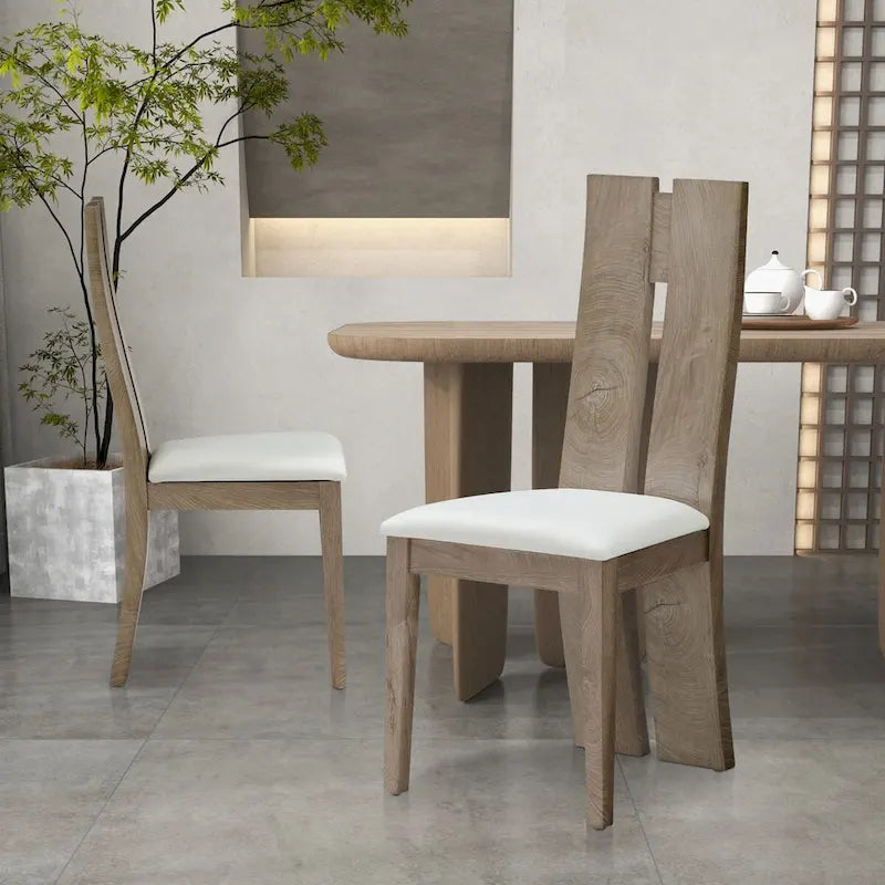Lot de 2 chaises de salle à manger sans accoudoirs à dossier haut en similicuir