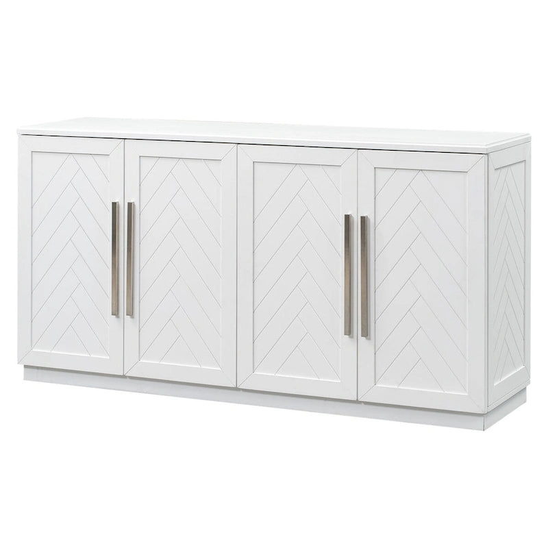 Buffet en bois massif avec 4 portes Grand meuble de rangement