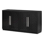 Buffet en bois massif avec 4 portes Grand meuble de rangement