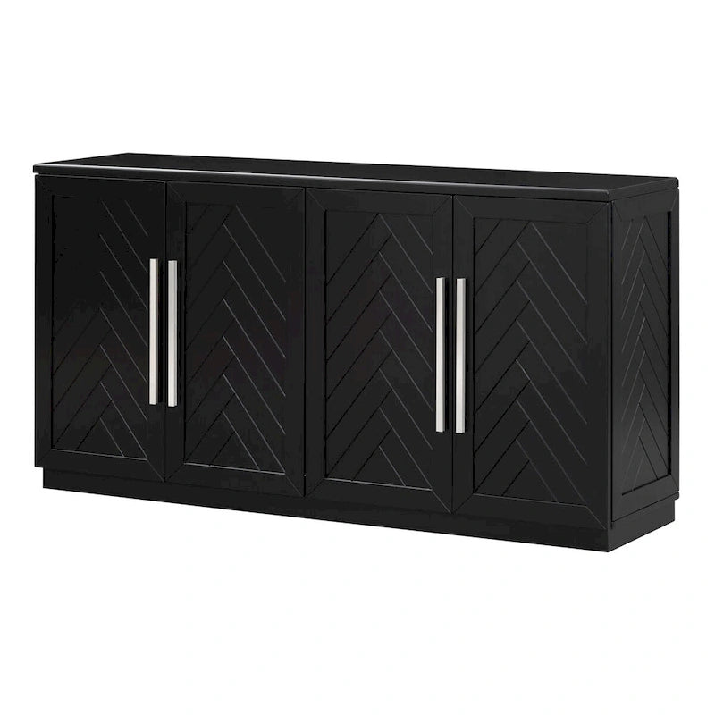 Buffet en bois massif avec 4 portes Grand meuble de rangement