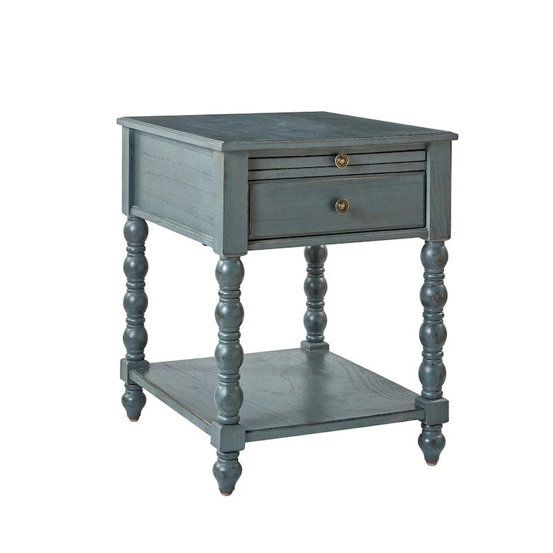 Eric Traditional 26 Tall Solid Wood End Table with USB by HULALA HOME