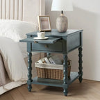 Table d'appoint traditionnelle en bois massif avec ports de chargement USB, plateaux extensibles et plateau d'ordinateur, hauteur 66 cm