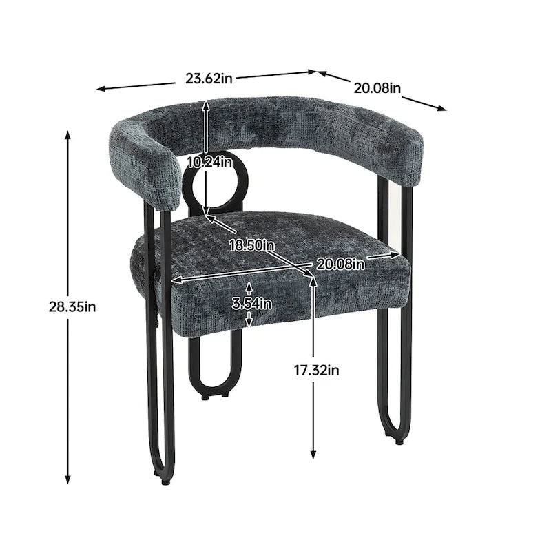 Chaise de salle à manger d'appoint moderne rembourrée en tissu chenille pour le salon