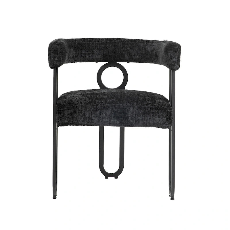 Chaise de salle à manger d'appoint moderne rembourrée en tissu chenille pour le salon