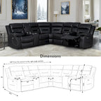 Canapé sectionnel inclinable 109, Canapé inclinable modulaire de salon avec 2 consoles de rangement et 4 porte-gobelets