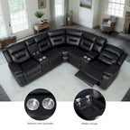 Canapé sectionnel inclinable 109, Canapé inclinable modulaire de salon avec 2 consoles de rangement et 4 porte-gobelets
