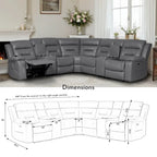Canapé sectionnel inclinable 109, Canapé inclinable modulaire de salon avec 2 consoles de rangement et 4 porte-gobelets
