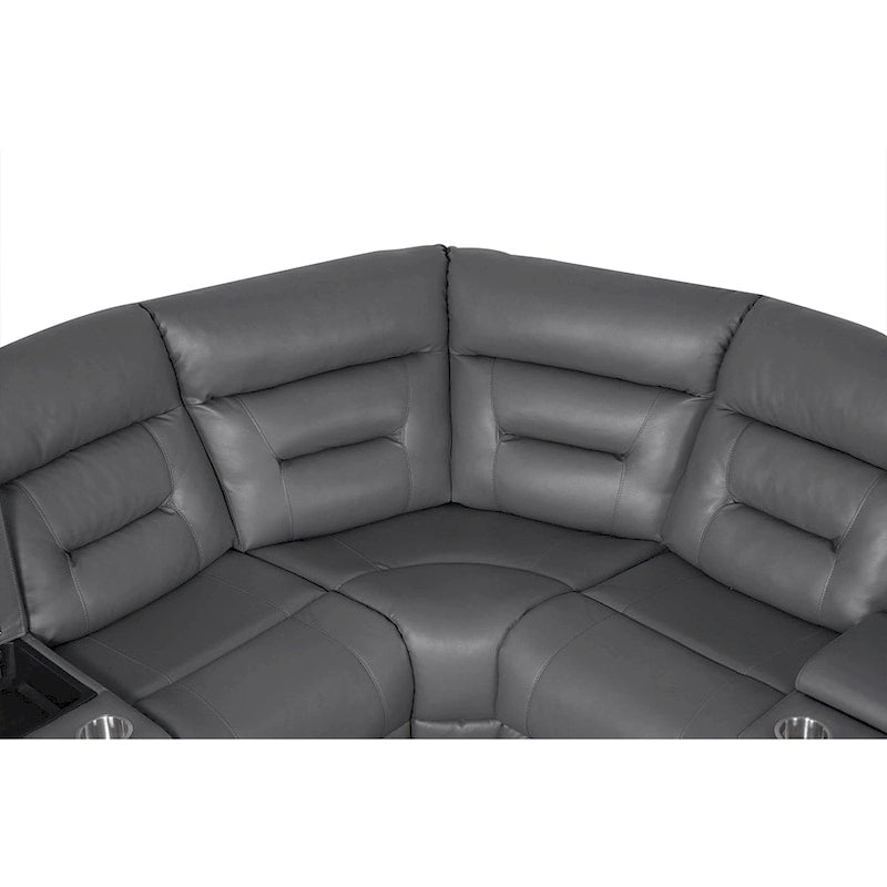 Canapé sectionnel inclinable 109, Canapé inclinable modulaire de salon avec 2 consoles de rangement et 4 porte-gobelets