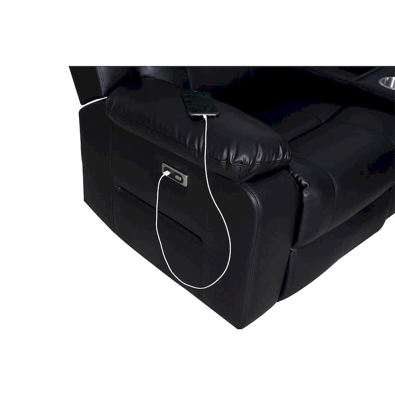 Canapé sectionnel inclinable 109, Canapé inclinable modulaire de salon avec 2 consoles de rangement et 4 porte-gobelets